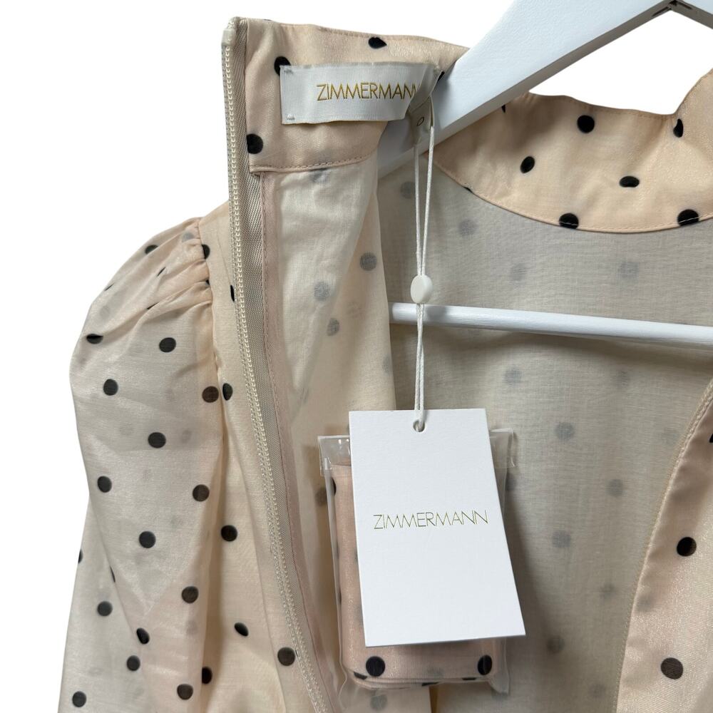 Zimmermann Cream Polka Dot Mini Dress with Black Belt - Picture 9 of 11